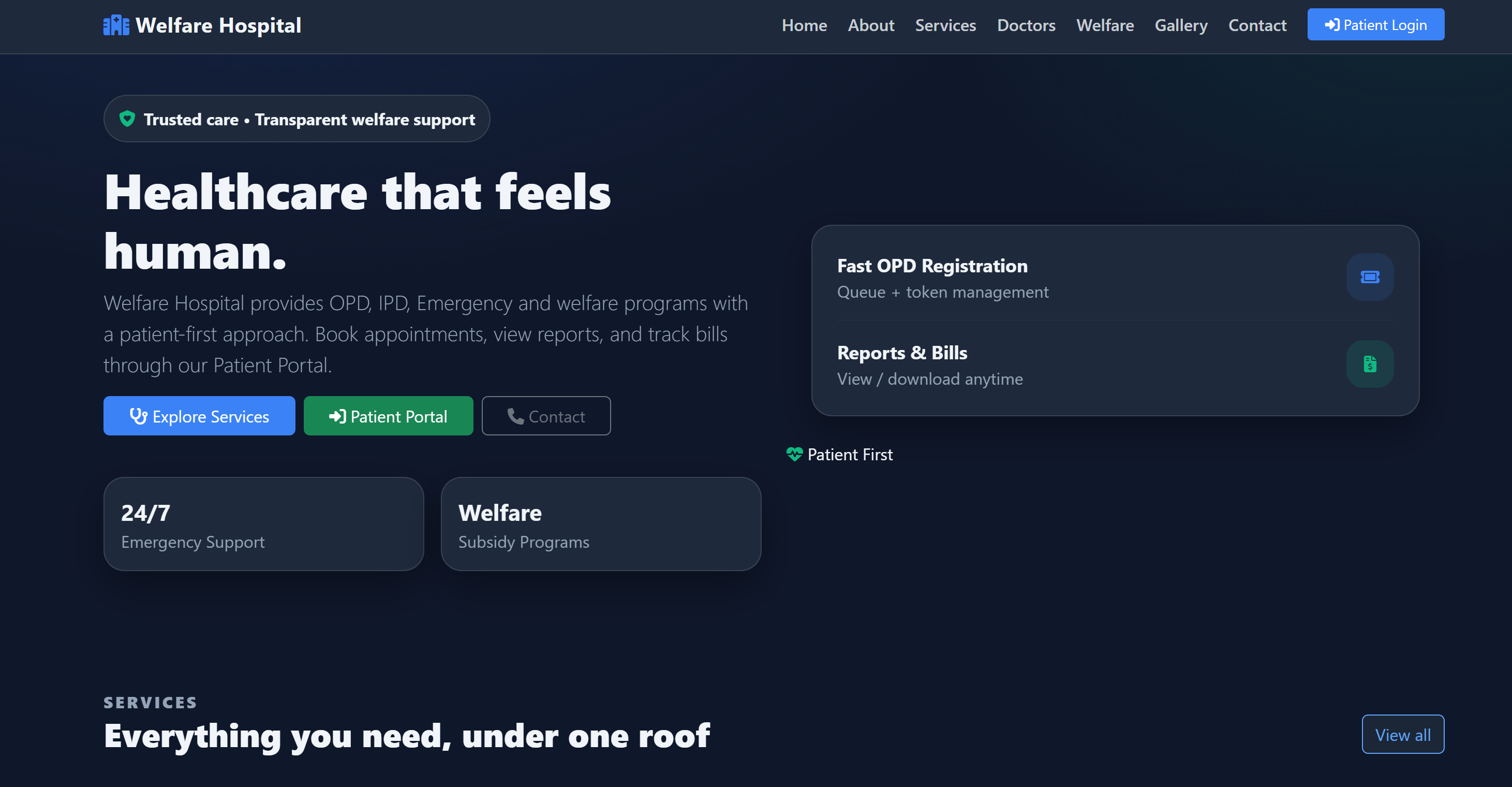Hospital Management System Dashboard - PHP